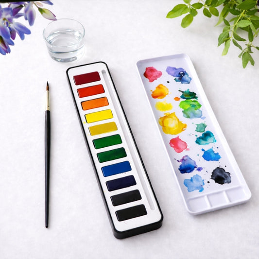 Set van 12 kleuren + kwast